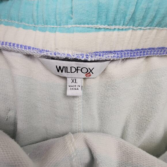 Wildfox Shorts Womens XL Blue White Green Striped Drawstring Pockets Loungewear - Picture 4 of 6